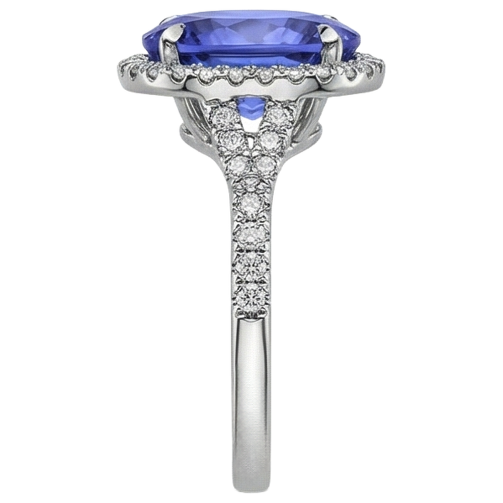 echter oval tansanit 6.85Karat ring Profilansicht