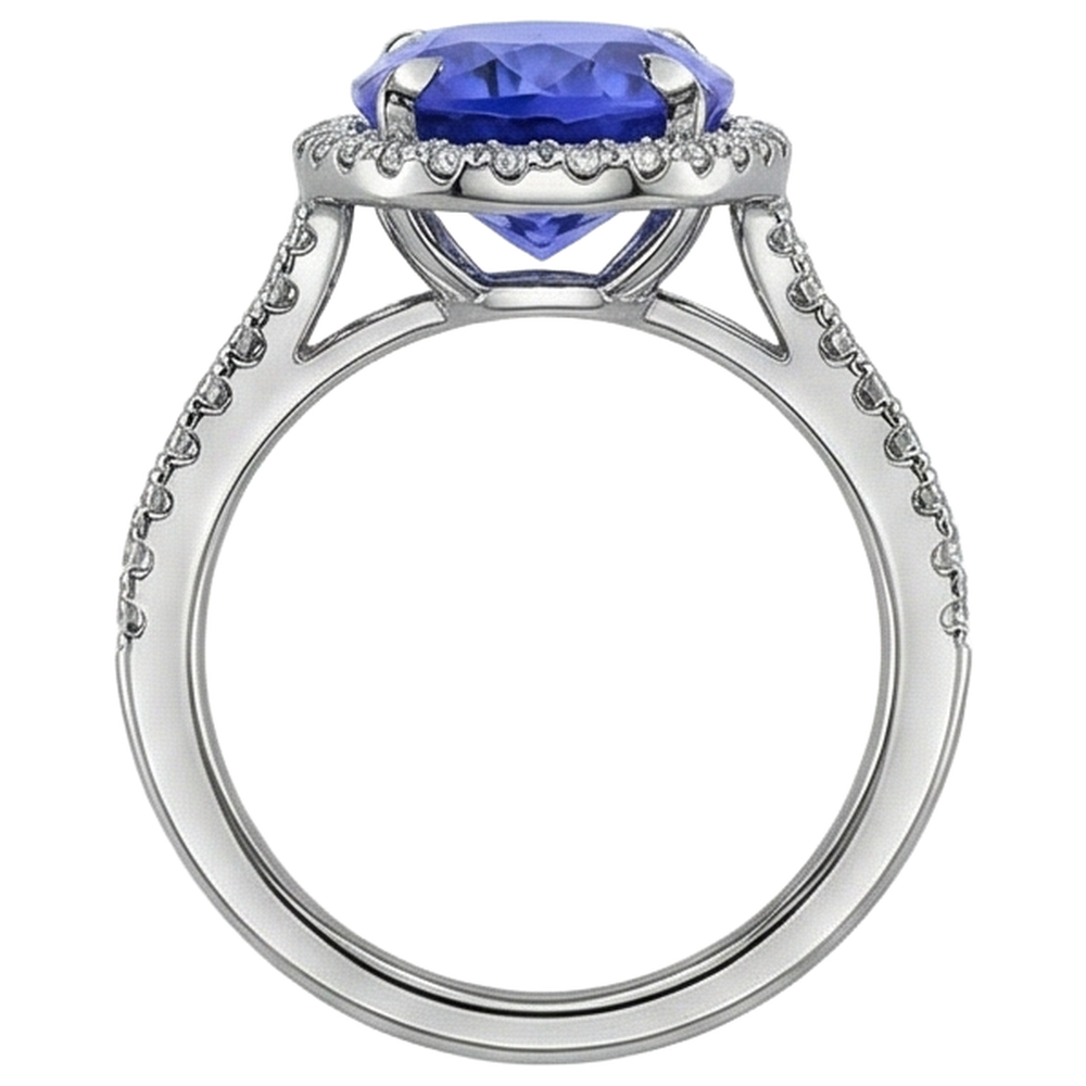 echter oval tansanit 6.85Karat ring auf Weiß
