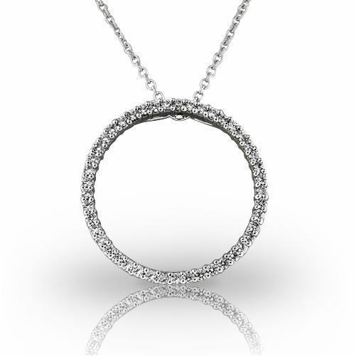 6 Karat Brillantschliff Natürliche Diamant Kreis Anhänger Halskette Weißgold 14K
