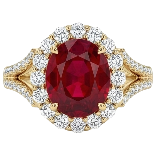 echter oval rubin 7.25Karat ring Vorderansicht