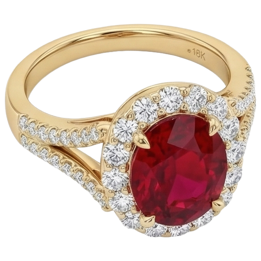 echter oval rubin 7.25Karat ring Seitenansicht