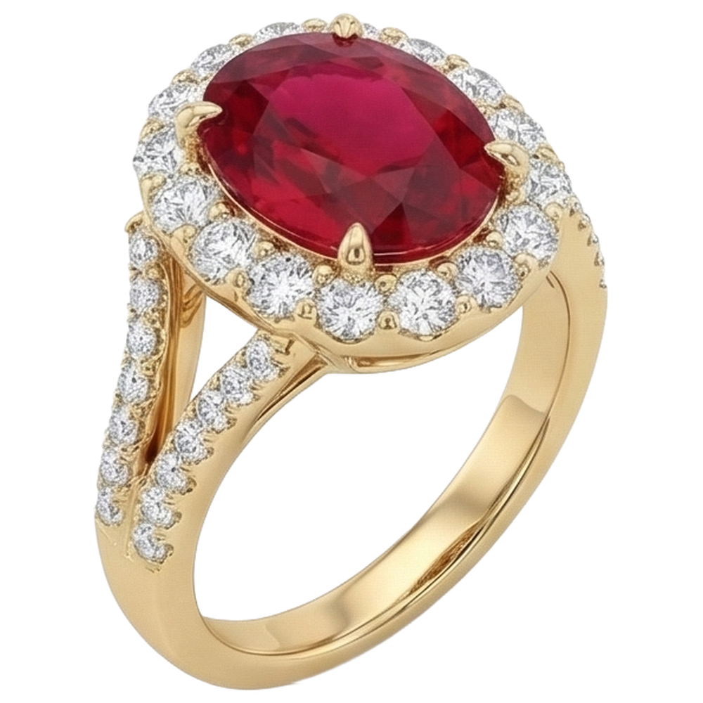 echter oval rubin 7.25Karat ring Detailansicht