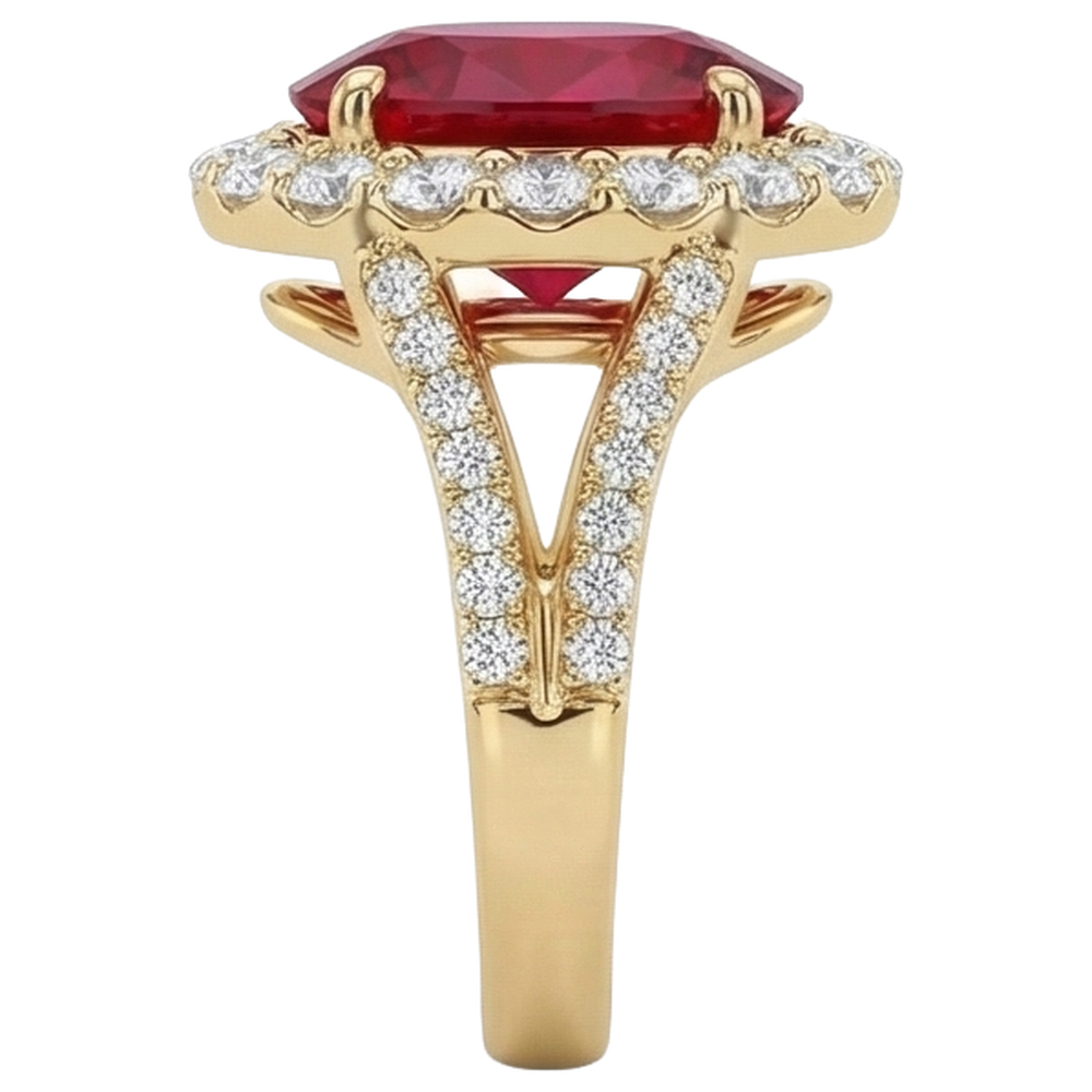 echter oval rubin 7.25Karat ring Draufsicht