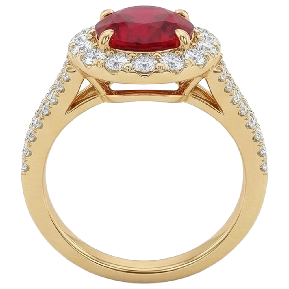 echter oval rubin 7.25Karat ring Profilansicht