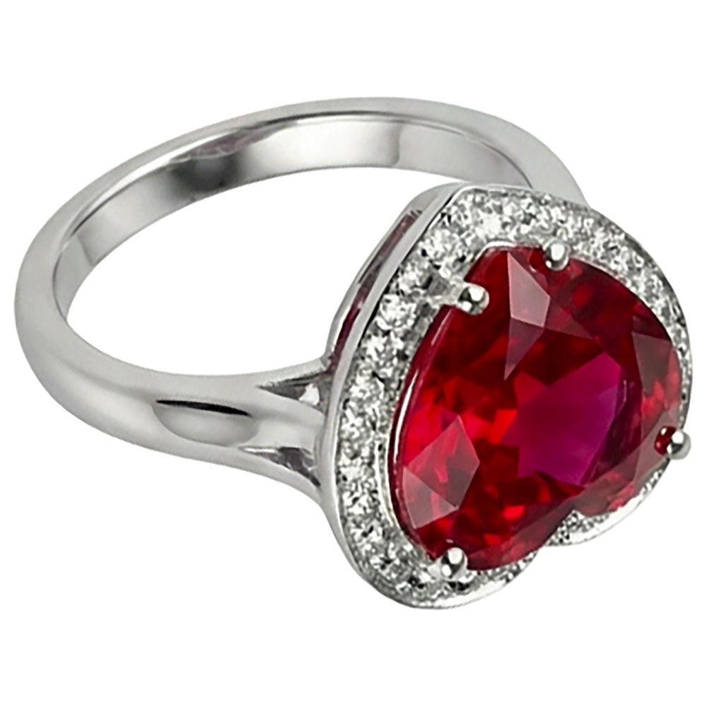 7.25 Kt 14K Gold Schöner Edelstein Ring Roter Rubin Mit Natürlicher Diamants ( nicht im Labor gezüchtet )chmuck