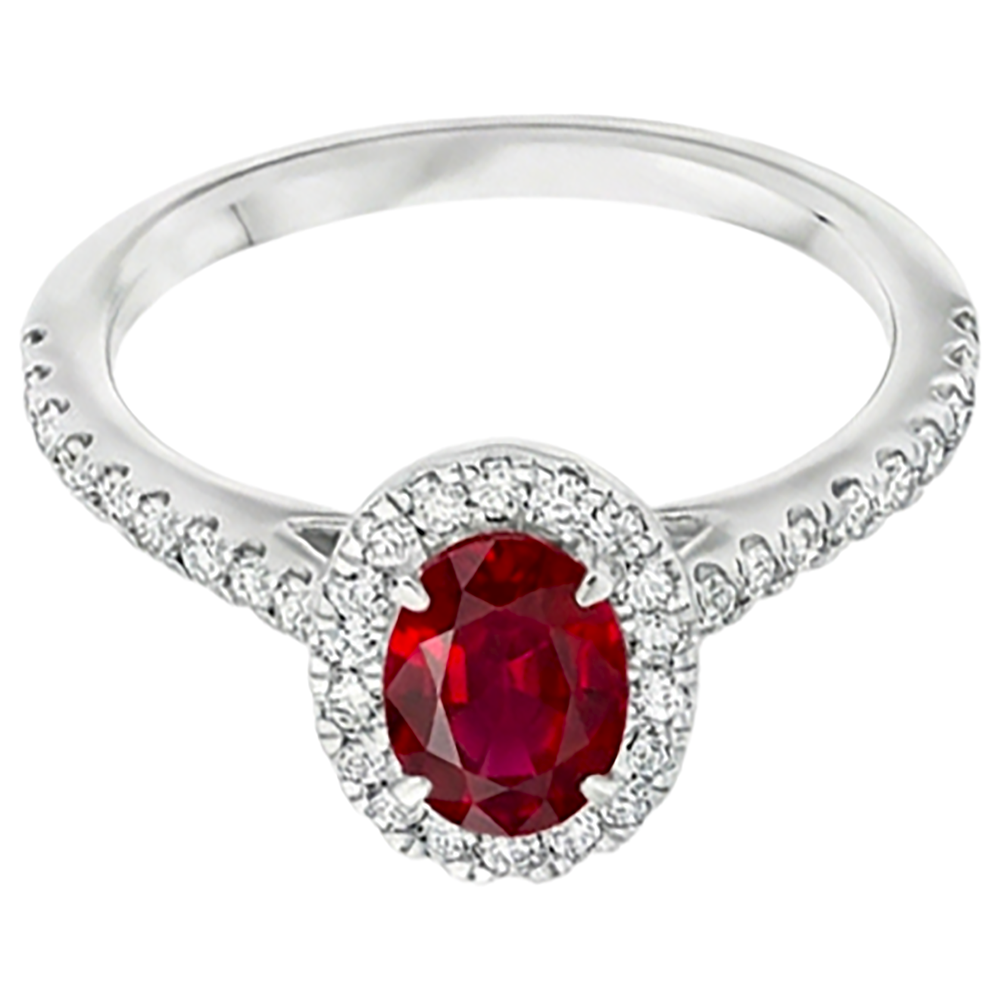 echter oval rubin 7.35Karat ring Vorderansicht