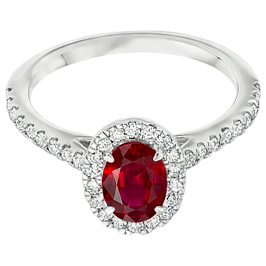 echter oval rubin 7.35Karat ring Vorderansicht