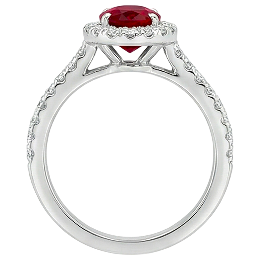 echter oval rubin 7.35Karat ring Draufsicht
