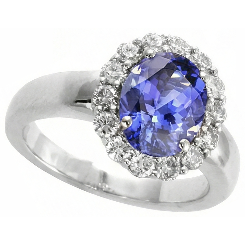 echter oval tansanit 4.25Karat ring Draufsicht