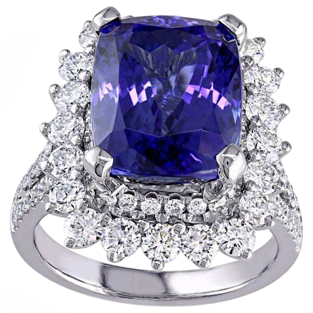 echter round tansanit 7.75Karat ring Seitenansicht