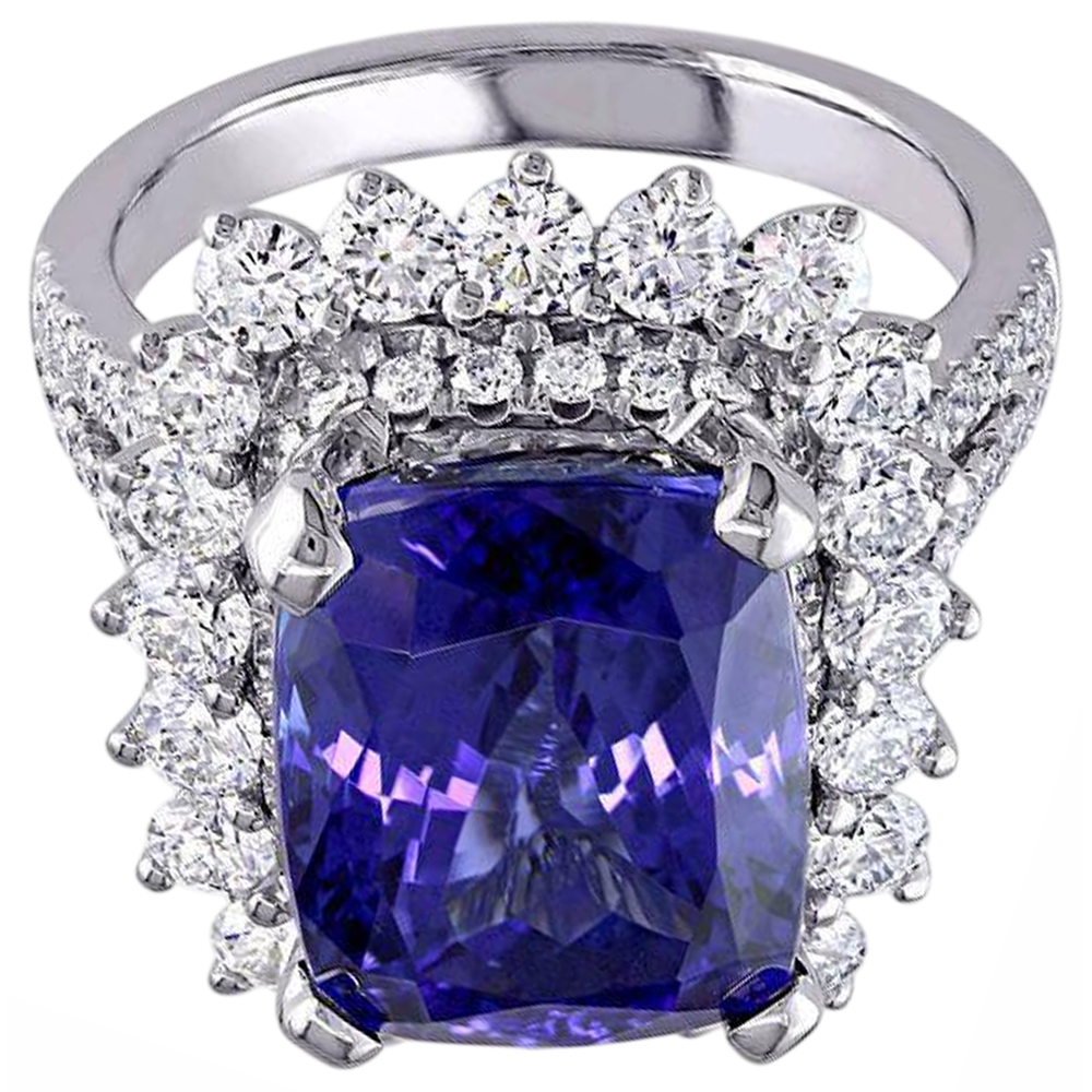 echter round tansanit 7.75Karat ring Detailansicht