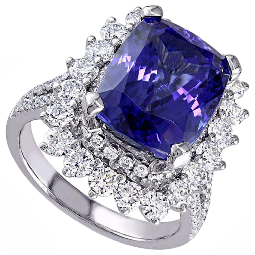 echter round tansanit 7.75Karat ring Draufsicht