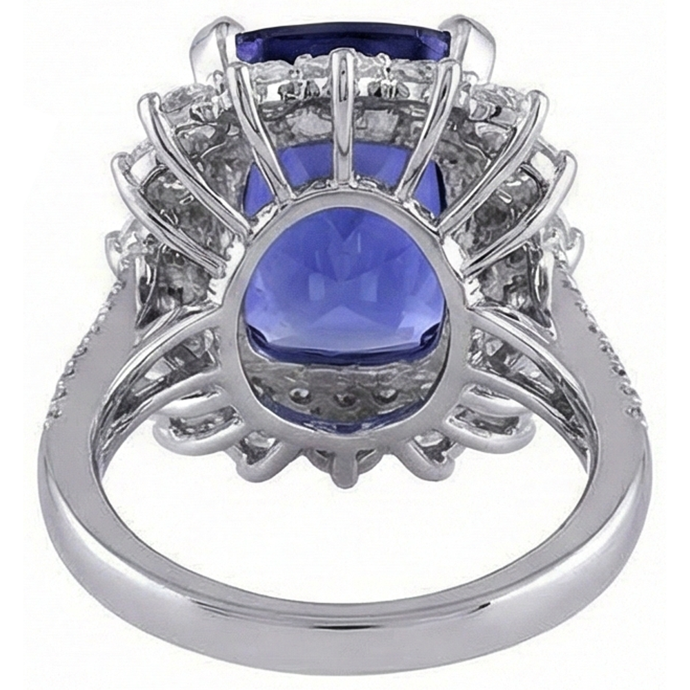 echter round tansanit 7.75Karat ring mit Diamantbesatz