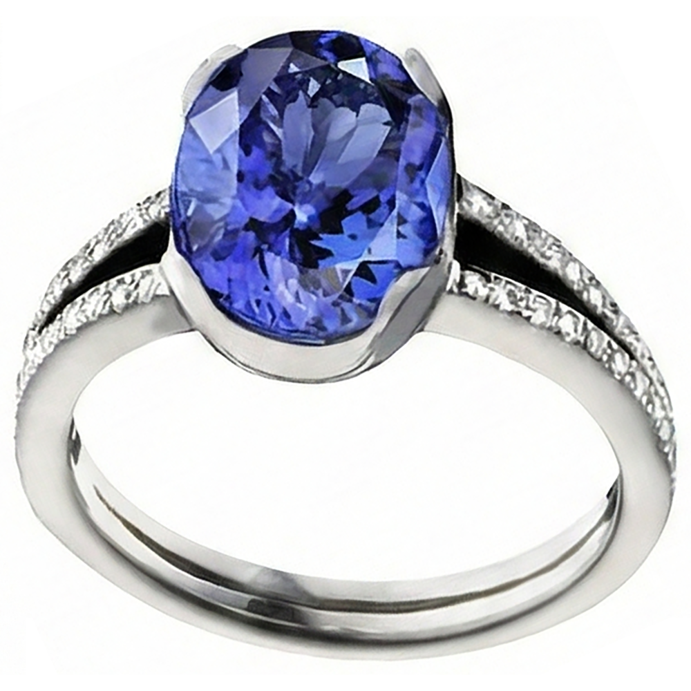 echter oval tansanit 7Karat ring Detailansicht