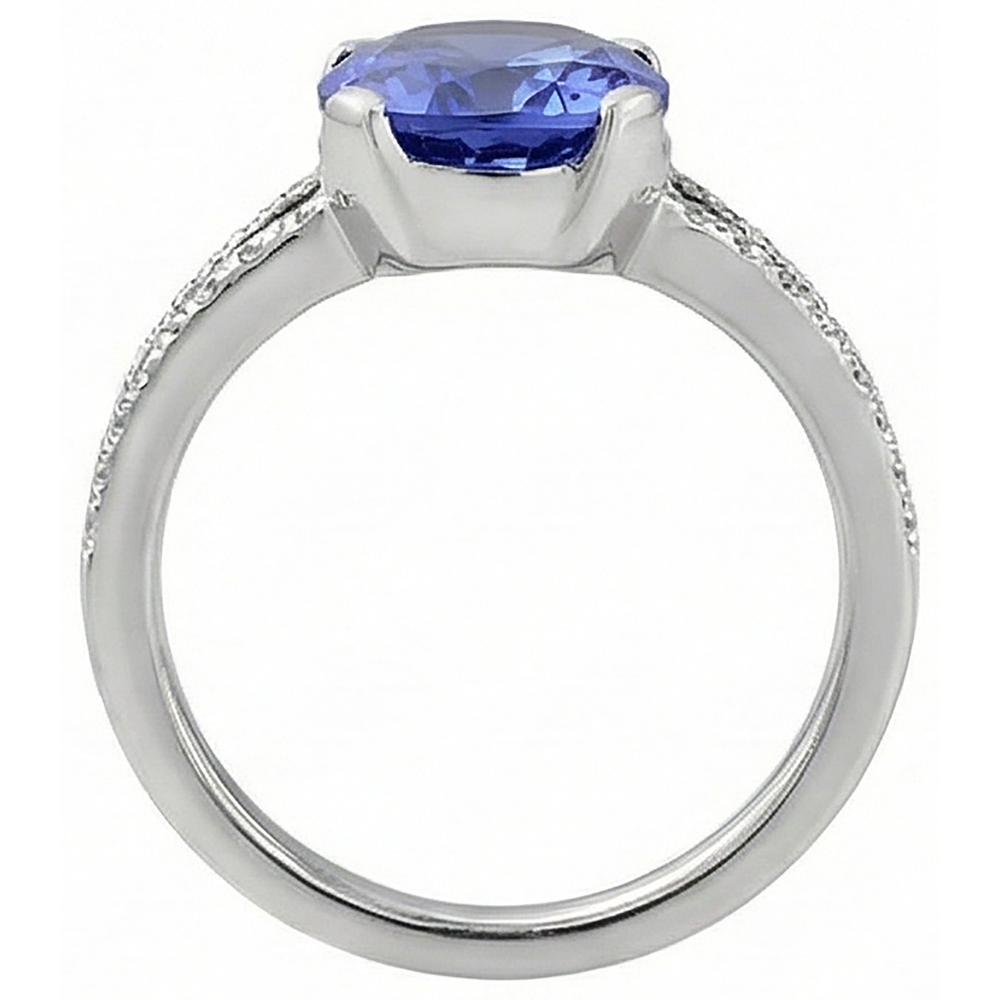 echter oval tansanit 7Karat ring Profilansicht