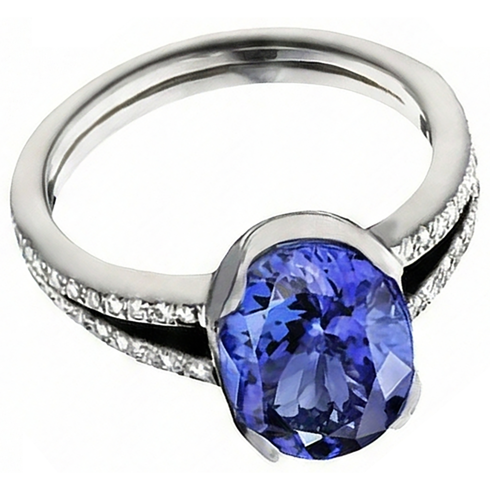 echter oval tansanit 7Karat ring Seitenansicht