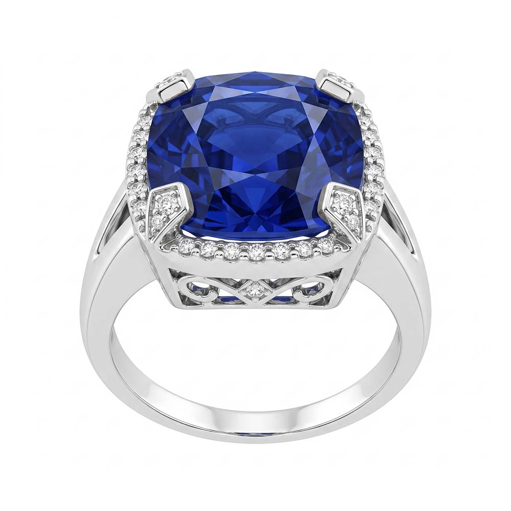 echter round diamant 7Karat ring Detailansicht
