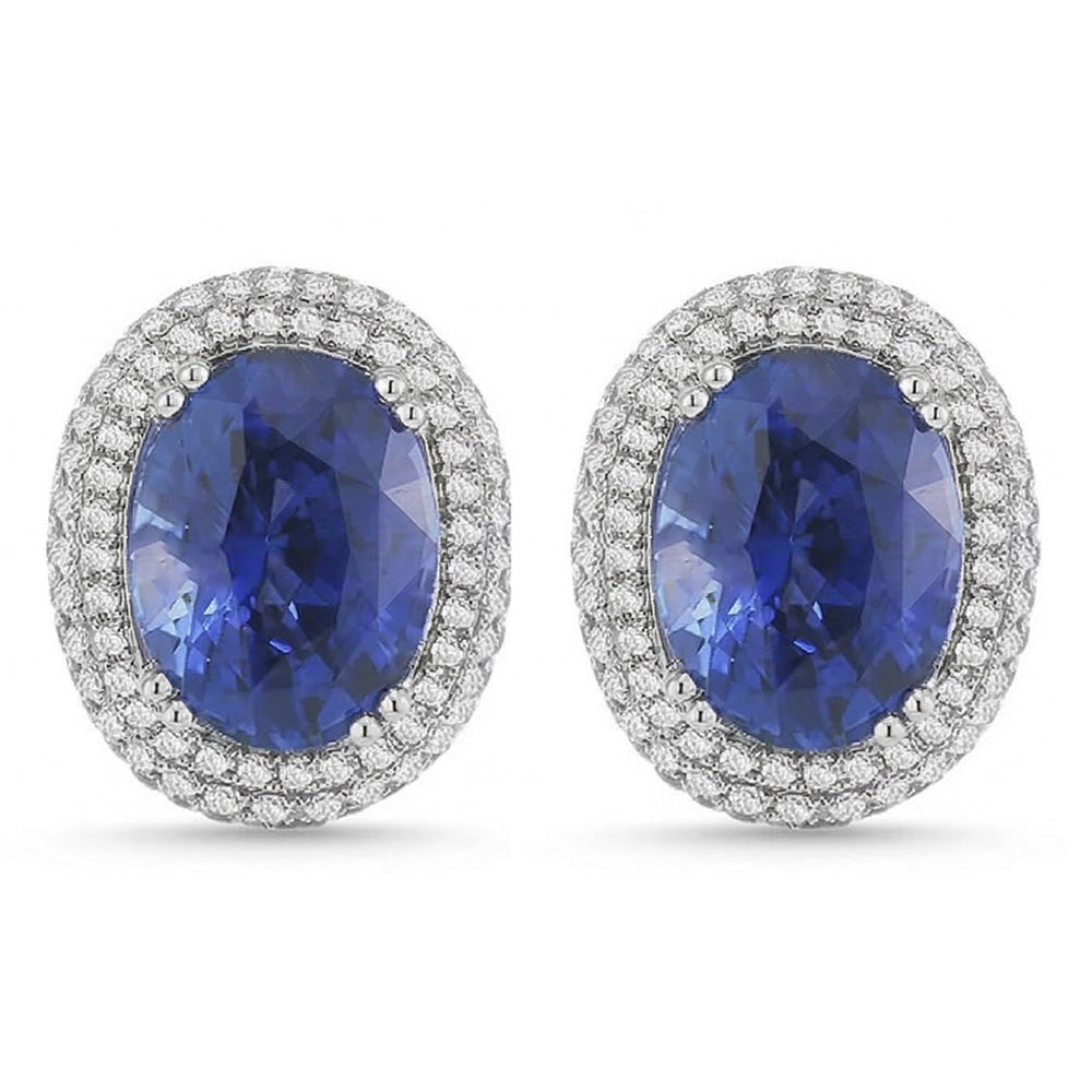 echter oval saphir 7Karat ohrring Vorderansicht