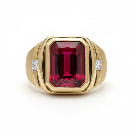 Taubenblut-Rubin Herrenring 7,20-Karat 10K Yellow Gold – Hauptansicht