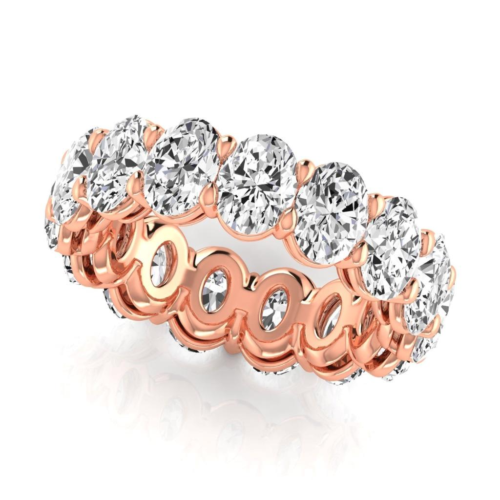 Brillant Oval-Schliff Eternity Band in 14 Karat Roségold – Seitenansicht