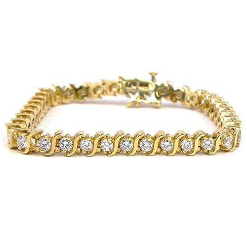 7 Karat Damen Rundschliff Natürliche Diamant Tennisarmband Gelbgold Schmuck