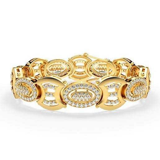 7 Karat Kleine Natürliche Diamanten Im Rundschliff Herrenarmband Gold Gelb 14K