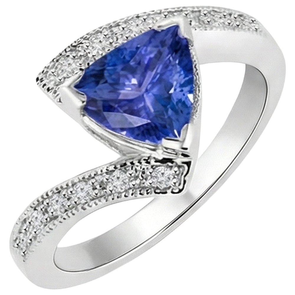 echter round tansanit 7.25Karat ring Seitenansicht