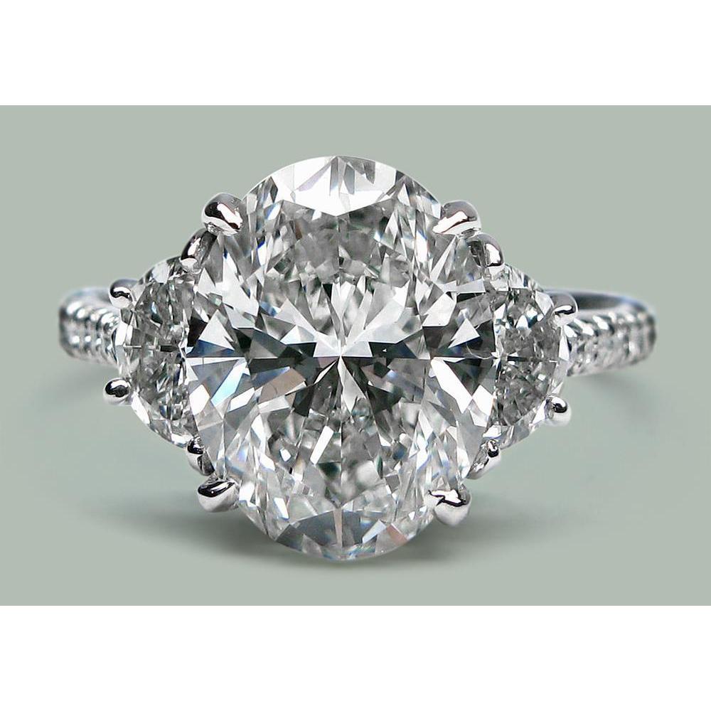 Funkelnder Runder 3,80 Karat Echt Diamant-Solitärring Mit Akzenten