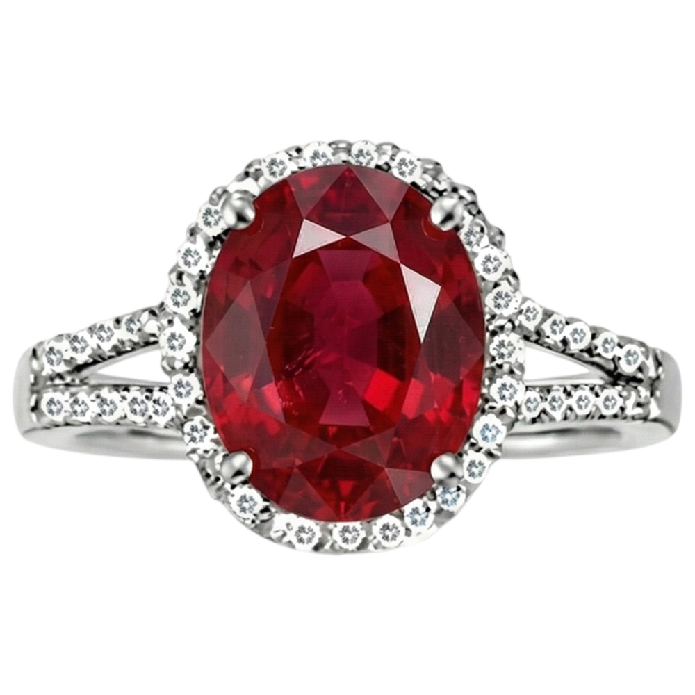 7,50 ct Diamant und roter Rubin Edelstein Ring Schmuck 14K Weißgold 14K