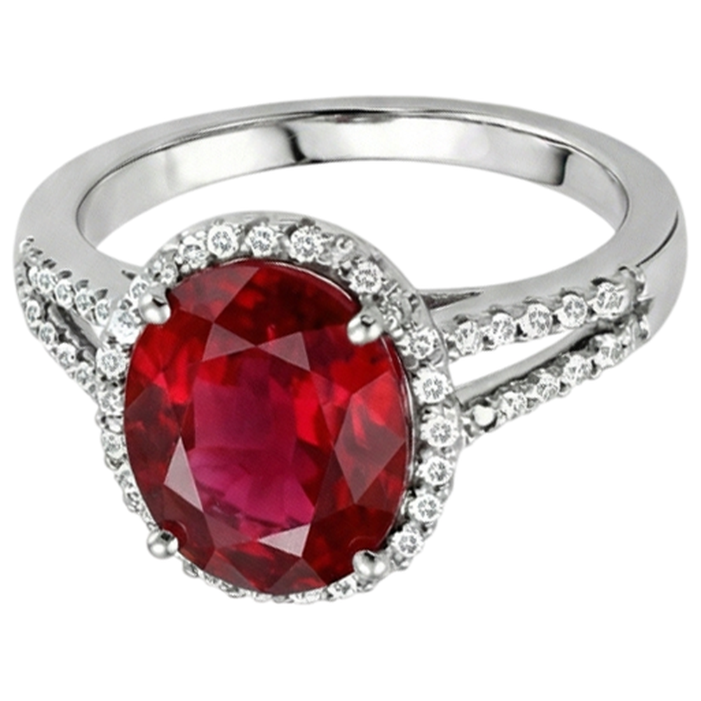 7,50 ct Diamant und roter Rubin Edelstein Ring Schmuck 14K Weißgold 14K