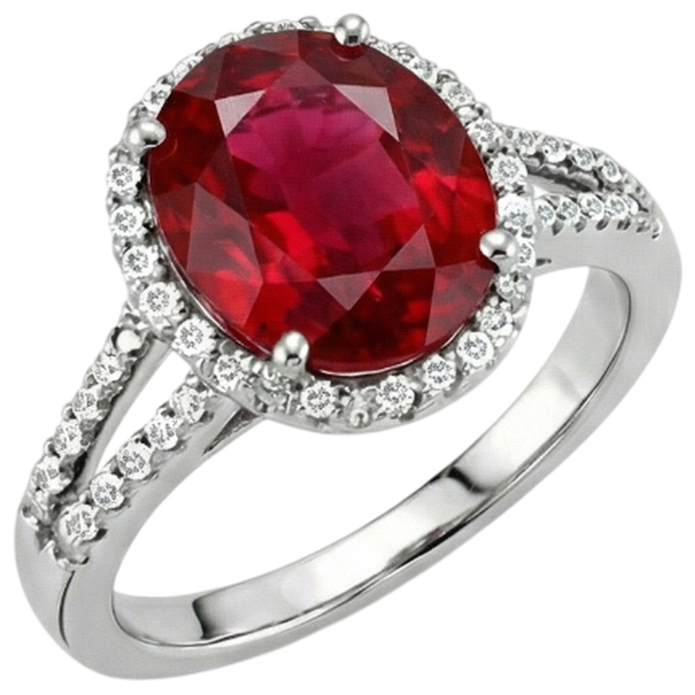 7,50 ct Diamant und roter Rubin Edelstein Ring Schmuck 14K Weißgold 14K
