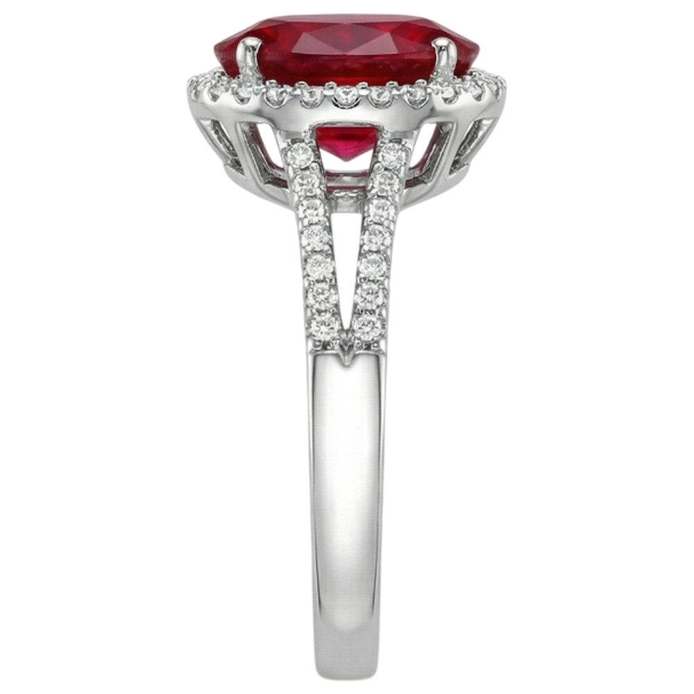 7,50 ct Diamant und roter Rubin Edelstein Ring Schmuck 14K Weißgold 14K