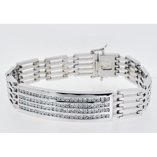 7,75 Karat Rundschliff Echt Diamant Herren Armband Weißgold Edelschmuck