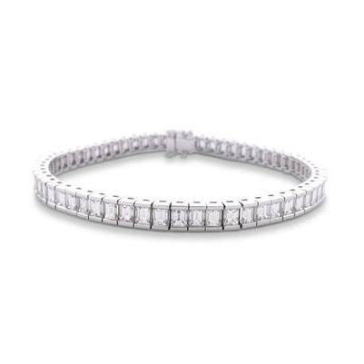 7,80 Ct Kanalset Baguette Schliff Natürliche Diamant Tennisarmband Weißgold