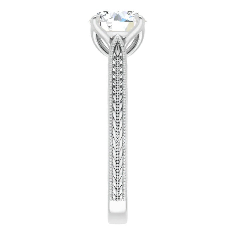Einzelstein-Ring 14K Weißgold mit Diamant – Seitenansicht