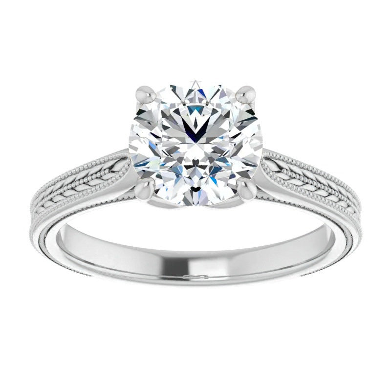 Einzelstein-Ring 14K Weißgold mit Diamant – Schrägansicht