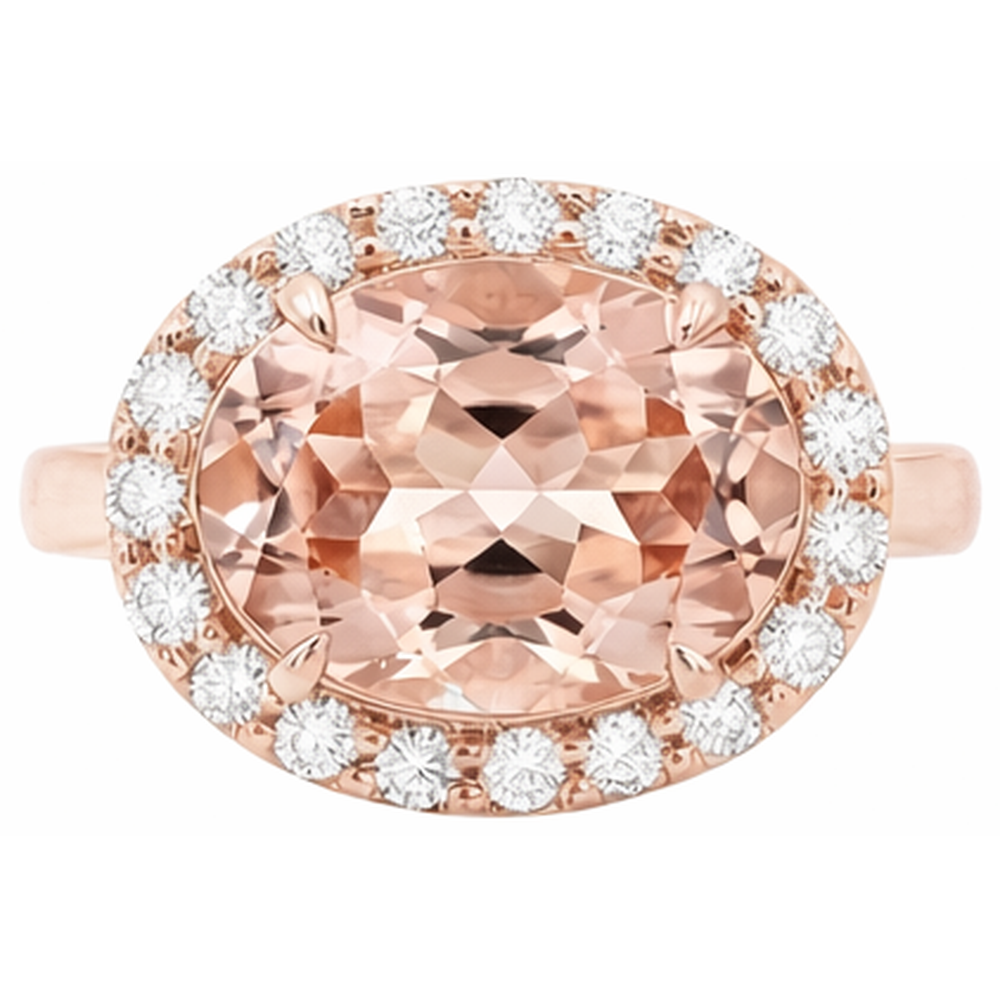 8.10 Kt Morganit Fancy Ring mit Diamanten Roségold 14K