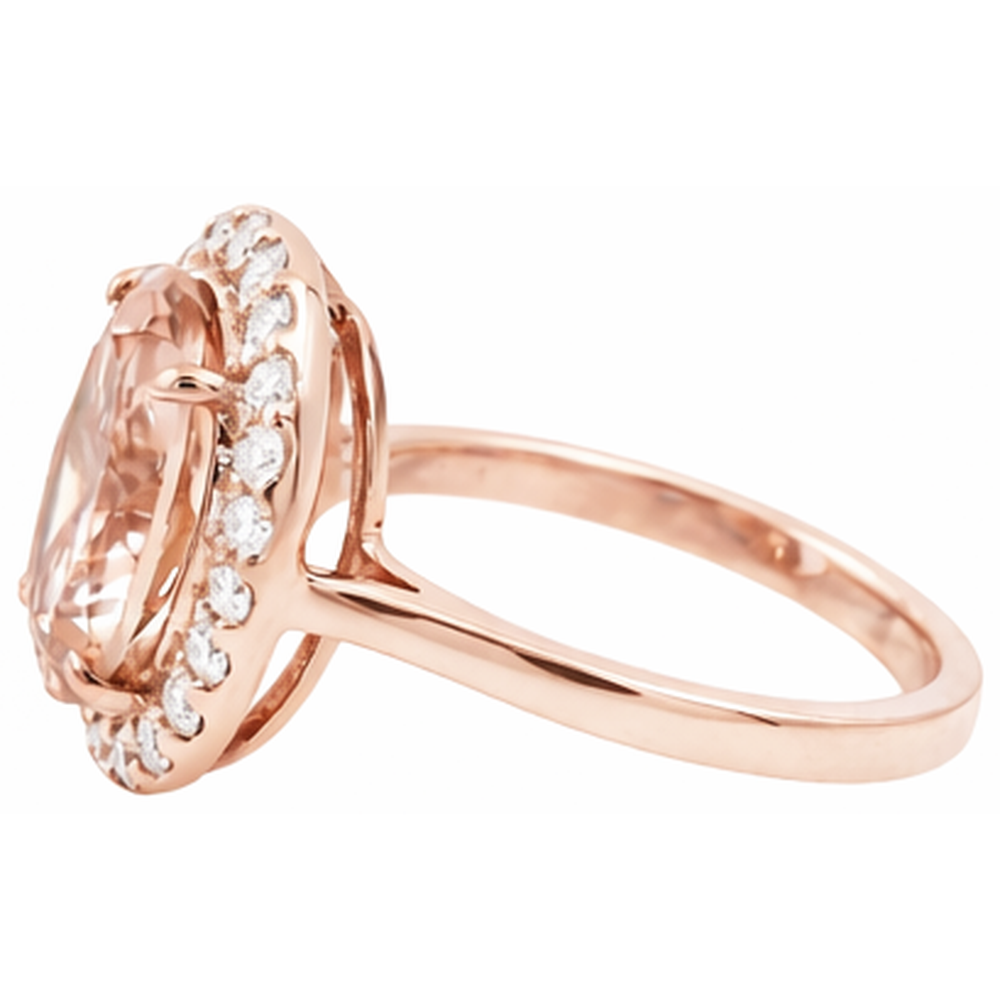 8.10 Kt Morganit Fancy Ring mit Diamanten Roségold 14K