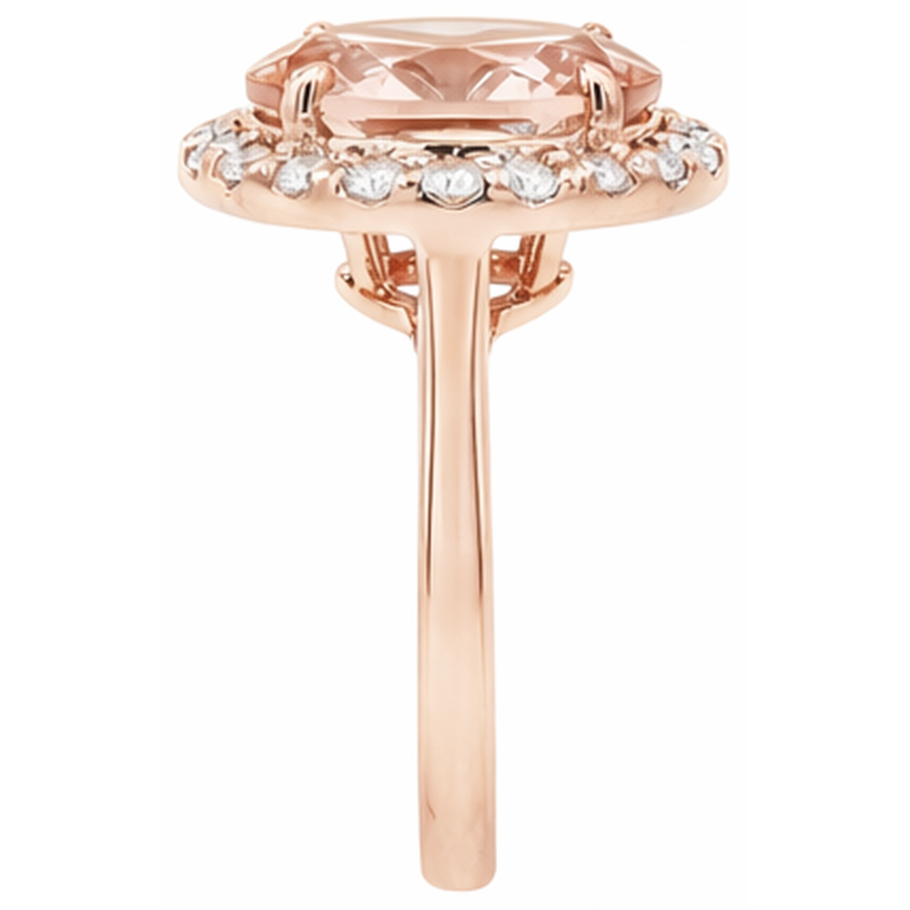 8.10 Kt Morganit Fancy Ring mit Diamanten Roségold 14K