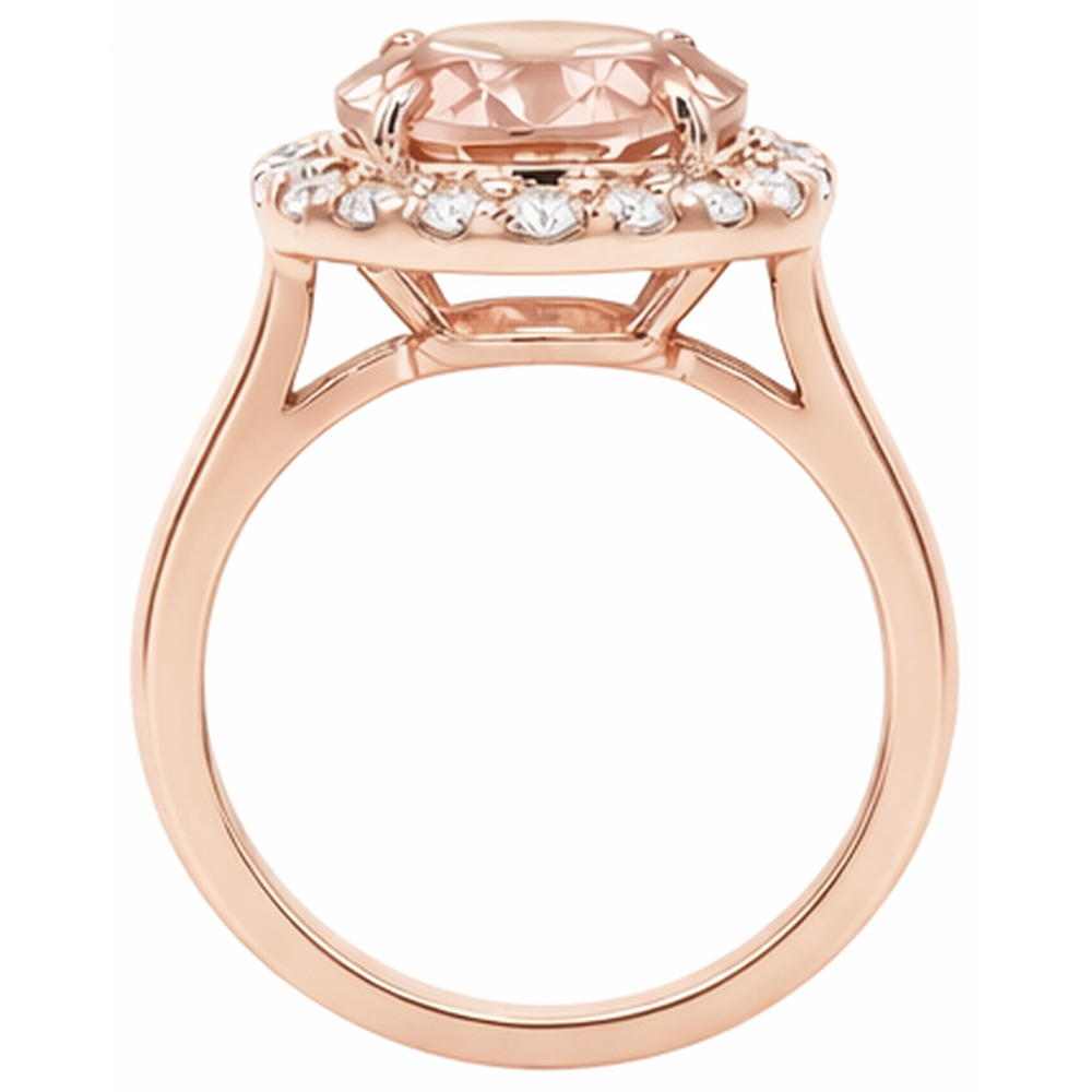 8.10 Kt Morganit Fancy Ring mit Diamanten Roségold 14K