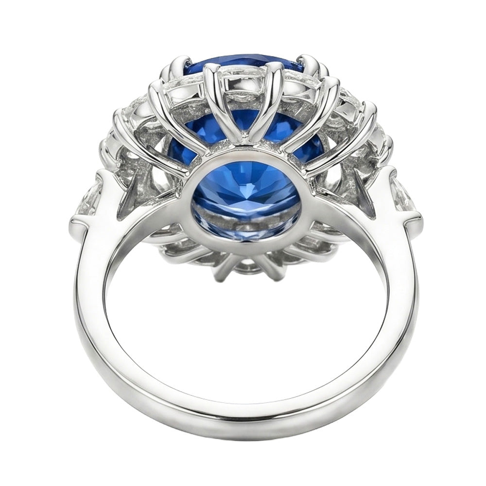 8.25 ct. Großer Sri Lanka Saphir und Marquise Diamanten Ring