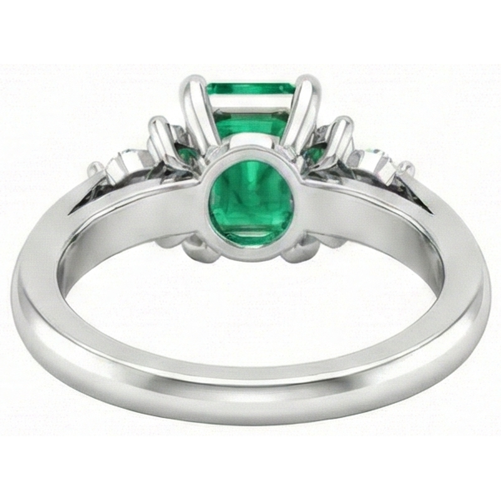 8.90 Karat grüner Smaragd mit weißen Diamanten Ring 14K Weißgold