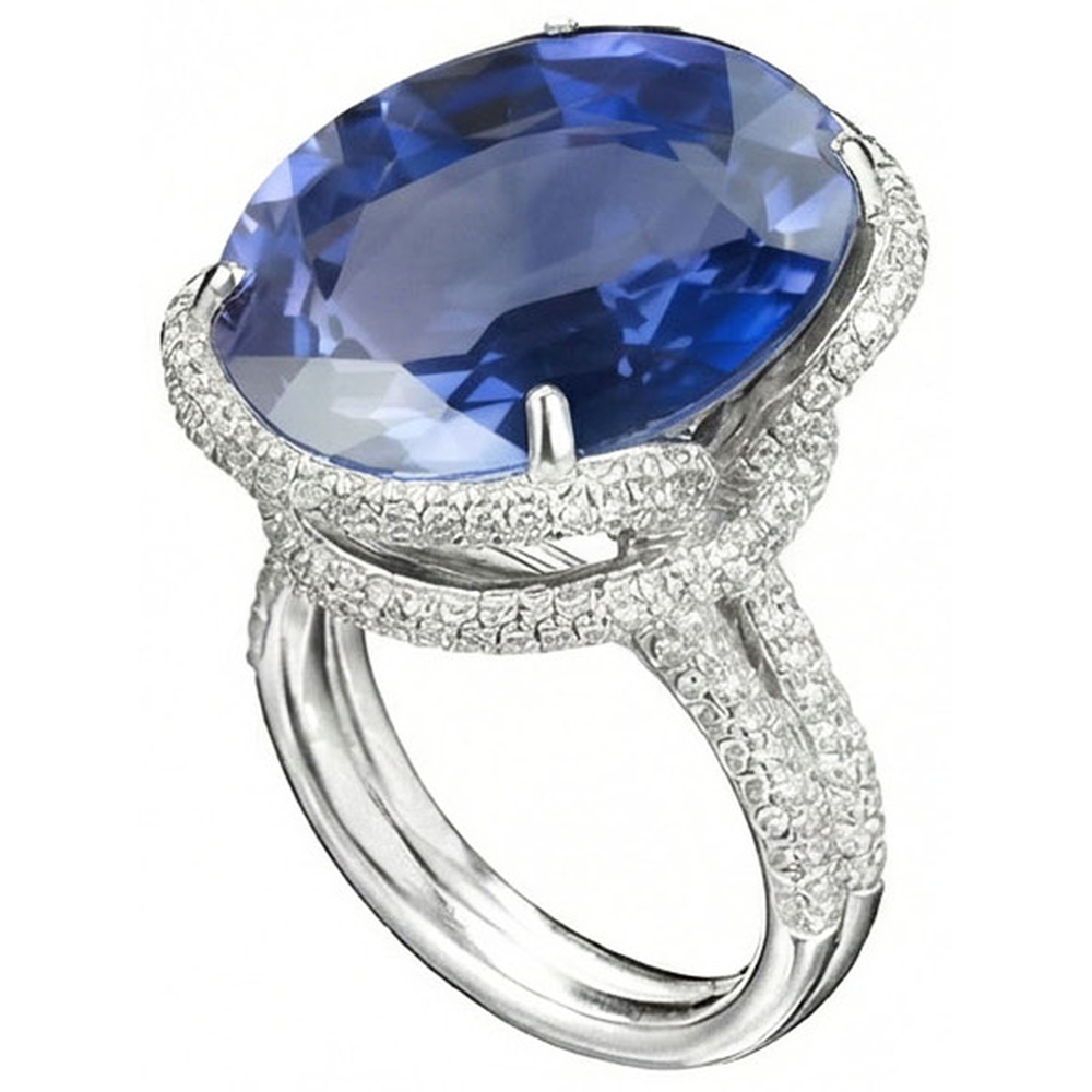 echter oval diamant 8Karat ring Seitenansicht
