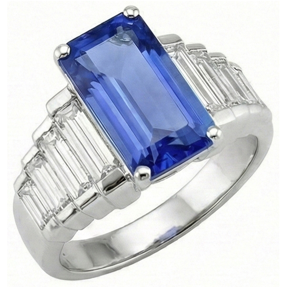 echter baguette diamant 8Karat ring Vorderansicht