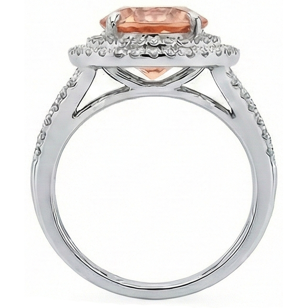 8 Kt. Morganit Halo Natürlicher Diamants ( nicht im Labor gezüchtet ) Ring Weißgold 14K Neu