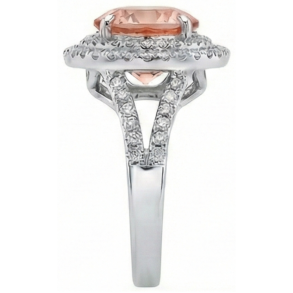 8 Kt. Morganit Halo Natürlicher Diamants ( nicht im Labor gezüchtet ) Ring Weißgold 14K Neu
