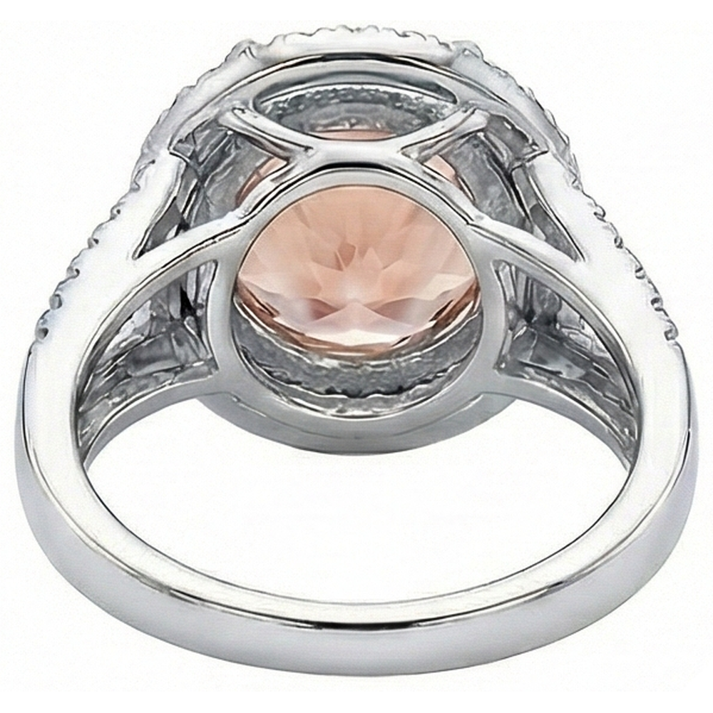 8 Kt. Morganit Halo Natürlicher Diamants ( nicht im Labor gezüchtet ) Ring Weißgold 14K Neu
