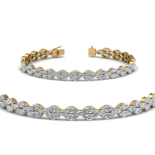 8.80 Ct Marquise-Schliff-Echt Diamant-Tennis-Armband Massiv Gelbgold 14K