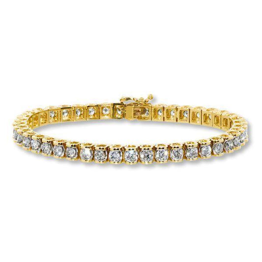 8.80 Karat Rundschliff Natürliche Diamant Tennisarmband Gelbgold 14K