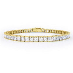 8.8 Karat Princess Schliff Echt Diamanten Tennisarmband Gelbgold 14K